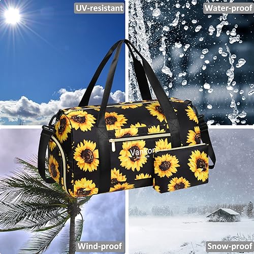 Miniatura 7 de Bolsa de gimnasio para mujer con compartimento para zapatos, impermeable, bolsa de lona deportiva para viajes, fin de semana, llevar en la playa,