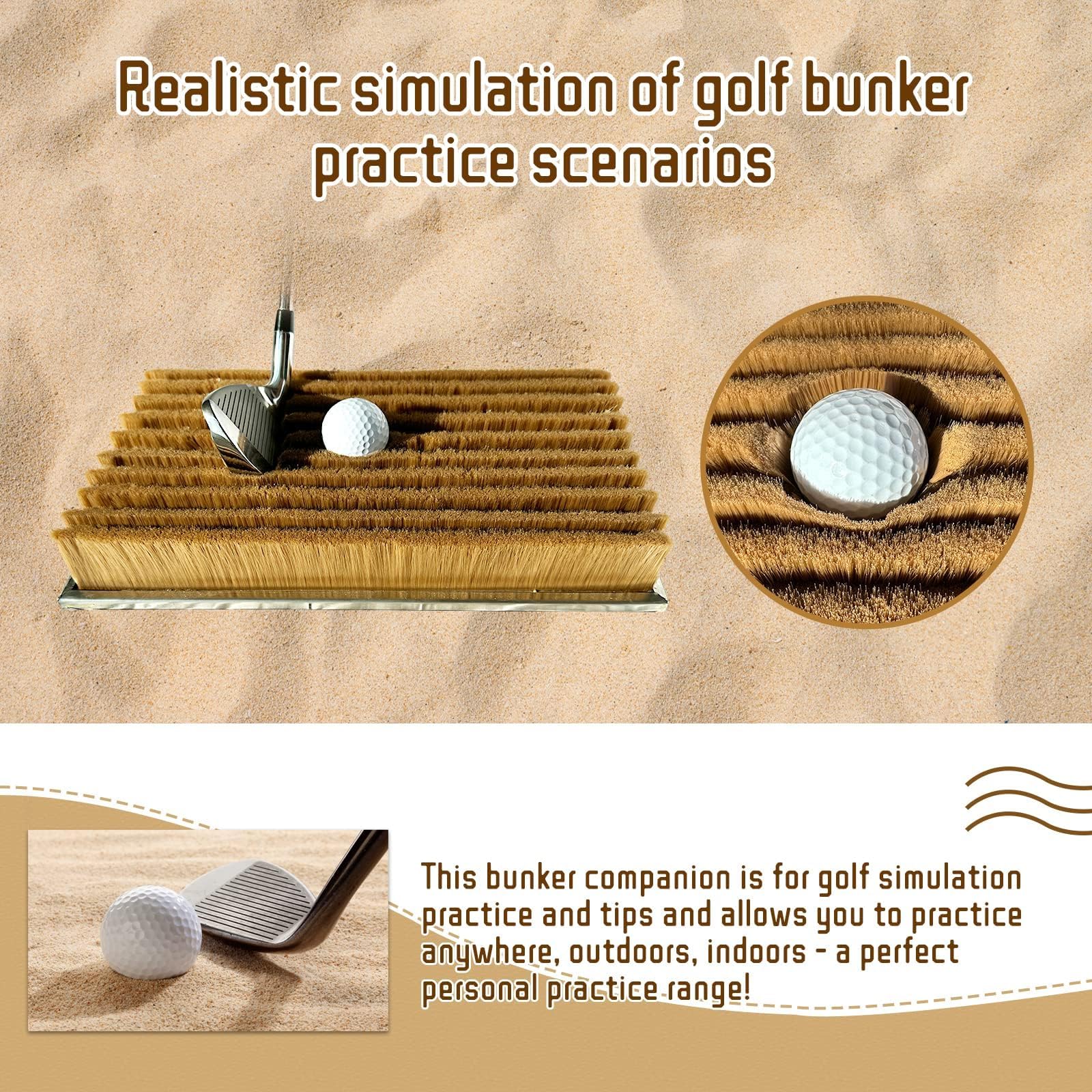 Alfombrilla de golf para práctica de búnker, simulador de entrenamiento de swing para interiores y exteriores, perfecto para práctica de golpeo y salida, diseño duradero y portátil