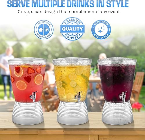 Miniatura 8 de Dispensador de bebidas para fiestas (2.5 galones), dispensador de agua de plástico grande para encimeras, sin ensuciar, fácil de montar y lavar,