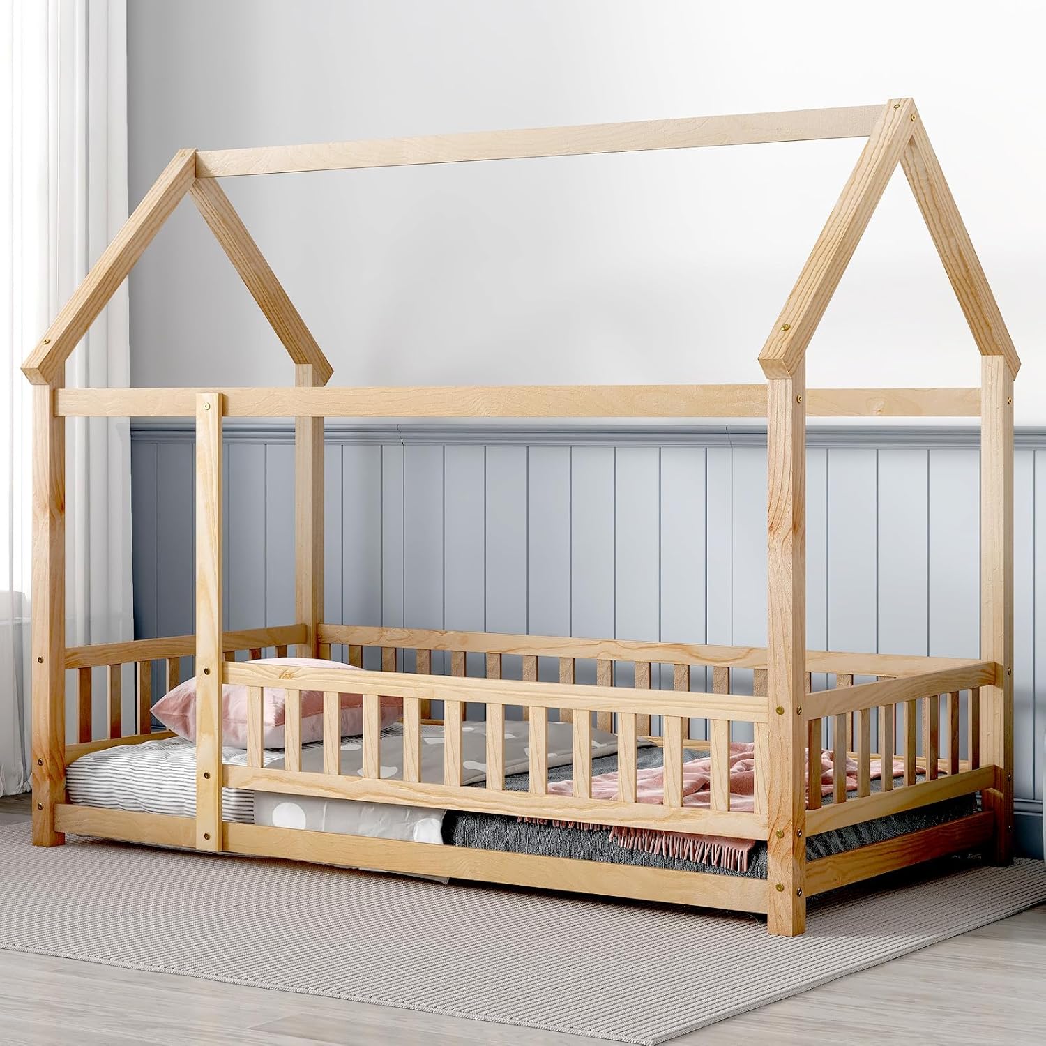 Cama De Piso Montessori Con Rieles Marco De Cama De Piso Con Techo cama-de-piso-montessori-con-rieles-marco-de-cama-de-piso-con-techo