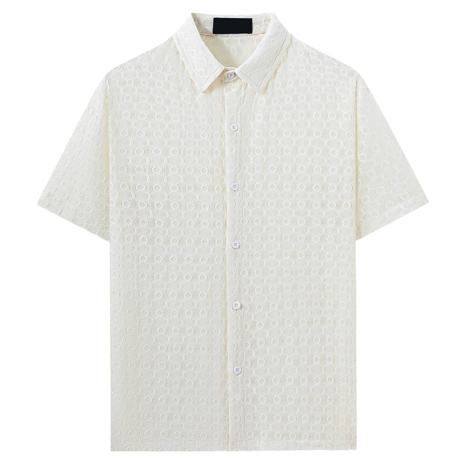 Generico Camicia Uomo in Cotone e Lino Maniche Corte Estiva Regular Fit la Spiaggia Camicie con Collo Button-Down Le Vacanze e Il Lavoro Camicette Hawaiane Uomo