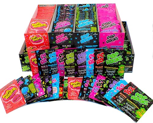 Miniatura 10 de Pop Rocks - Paquete variado de 72 caramelos crujientes - Caramelos clásicos para reventar paquete de nueve sabores diferentes a granel