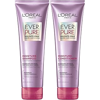 L'Oreal Paris Moisture Sulfate Free Shampoo and Conditioner Set, Hair Care for Color-Treated Hair with Rosemary Botanicals, EverPure, 1 Kit