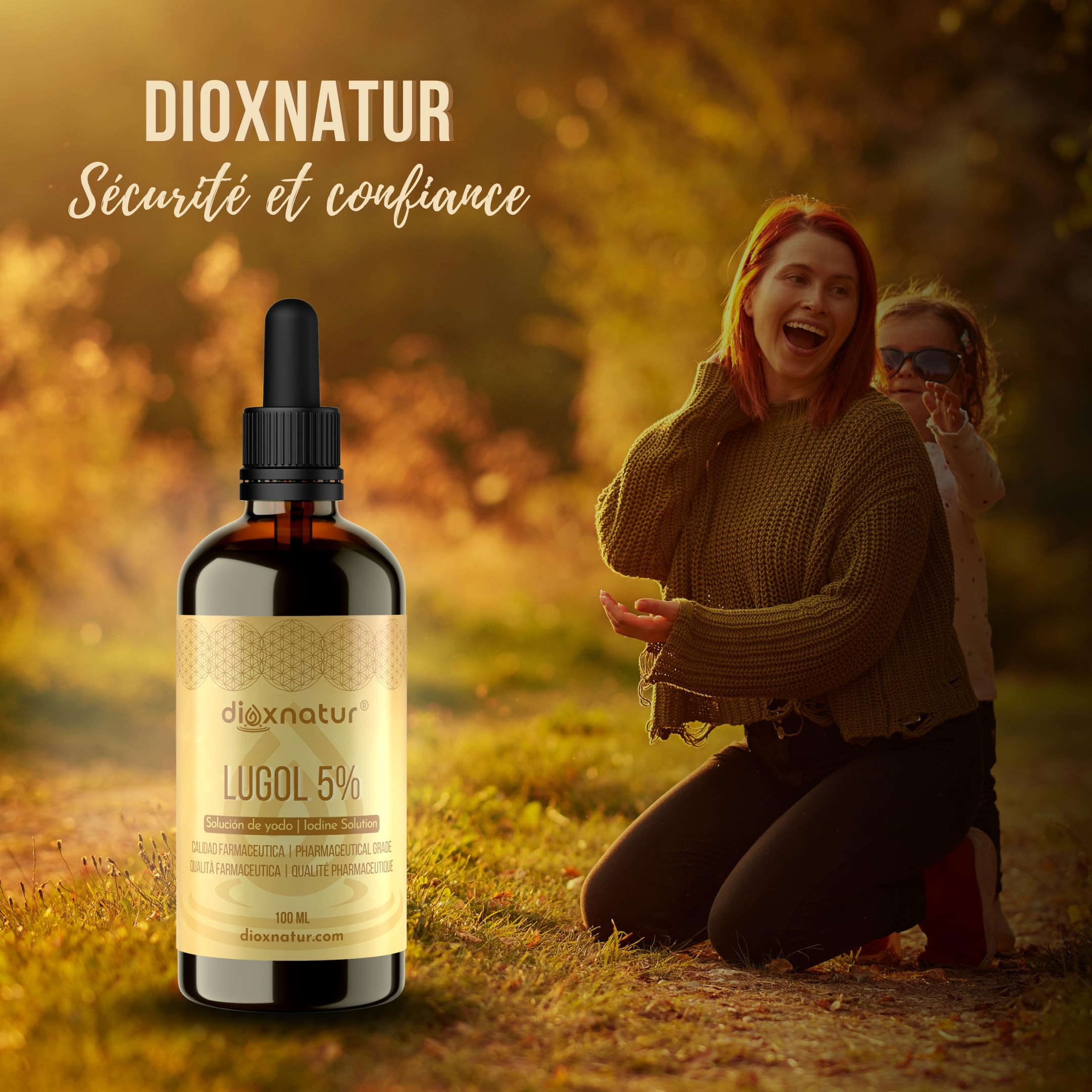 Solution de Lugol 5% de qualité pharmaceutique 100ml Gouttes d'iode liquide et d'iodure de potassium avec pipette de dosage précis