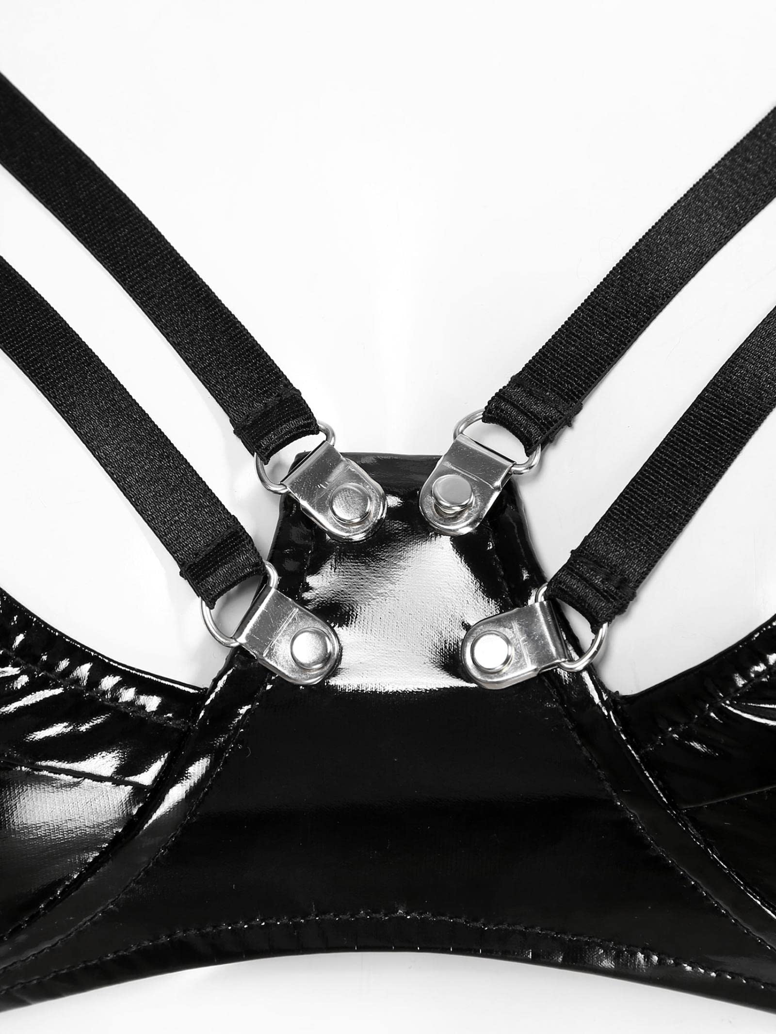 Reggiseno da Donna Top Senza Ferretto Reggiseno in Pelle Verniciata Bralette Top Corto Sexy Nightclub Party Show Costume di Scena