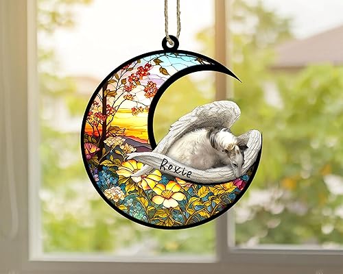 Miniatura 724 de Chow Chow Dog Memorial Suncatcher, adorno de Navidad Chow Chow con nombre, atrapador de pérdida de mascotas, regalos para los amantes de los perros