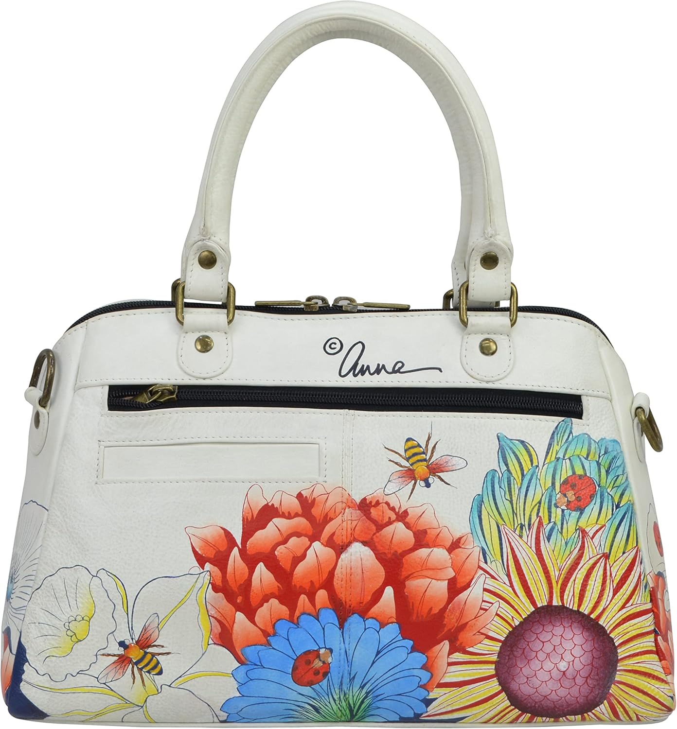 Anna by Anuschka womens Women's Hand-painted Genuine Leather Wide Organizer Satchel | Anna, by Anuschka, Hand-Painted, Wide - Image 3