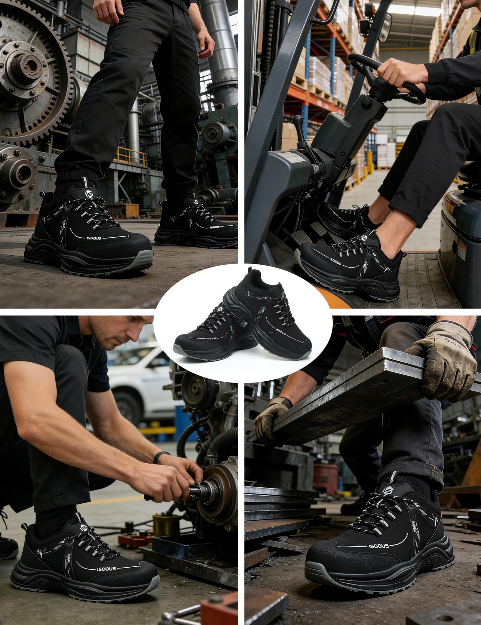 ISOOUS Chaussures de Sécurité Hommes Femmes Basket de Securite Légère Respirante Chaussure de Travail Confortable Antidérapante