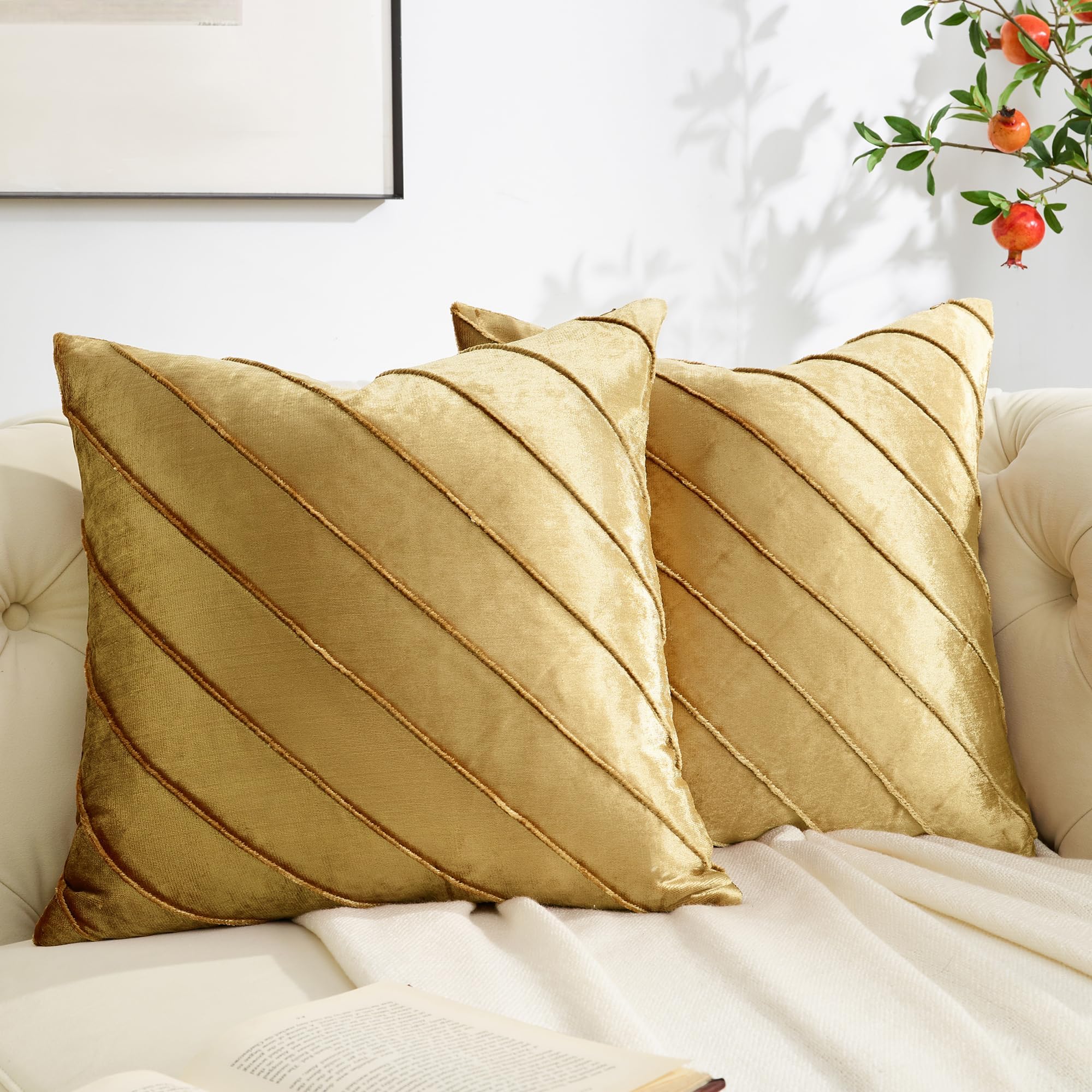 Amazon.com: Usoway Gold Decorative Throw Pillow Covers,18x18, Modern ...