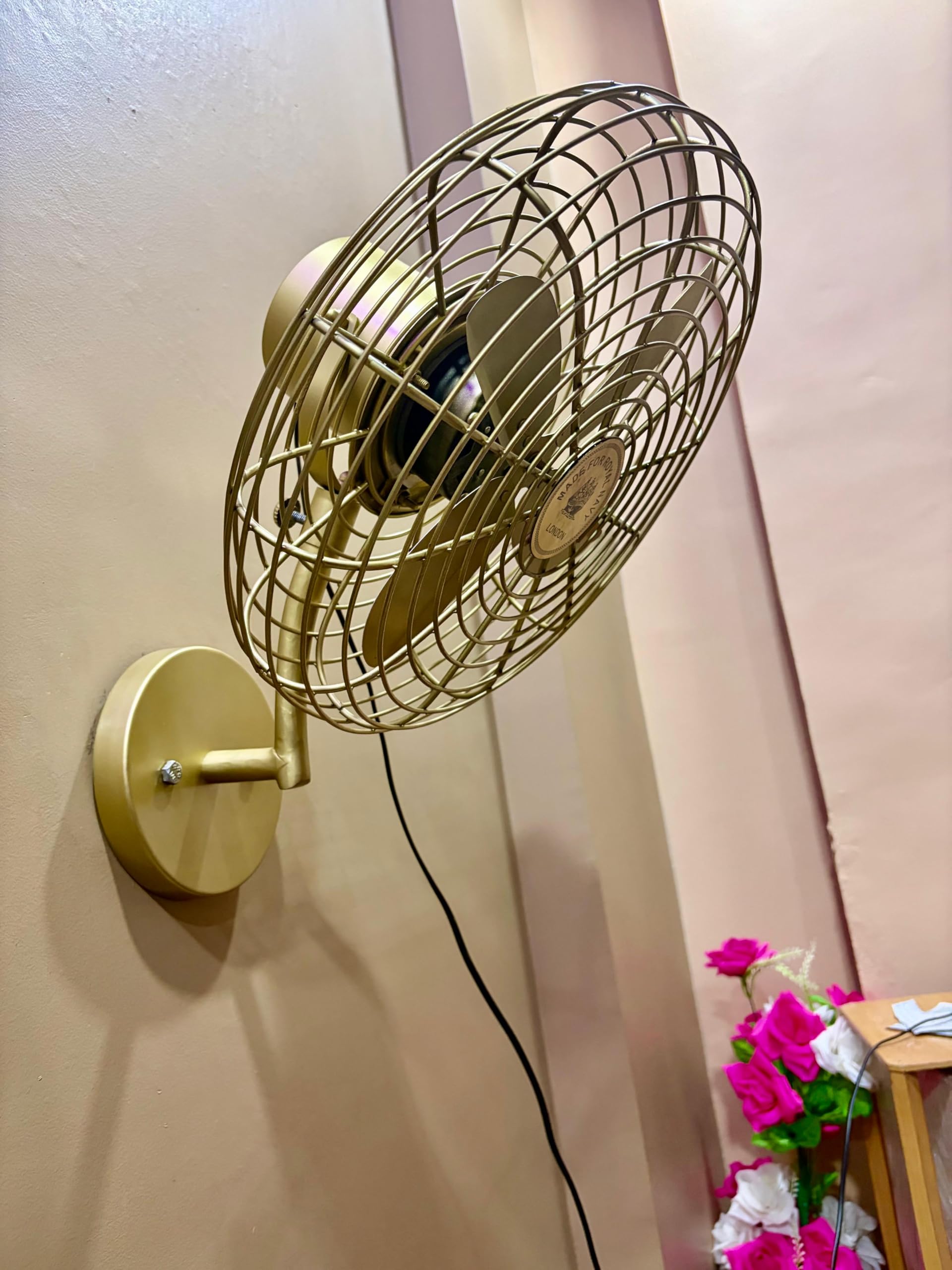 Royal Navy Inspired Antique Brass Wall Mount Fan – Vintage Nautical Electric Fan for Home & Office Décor 3