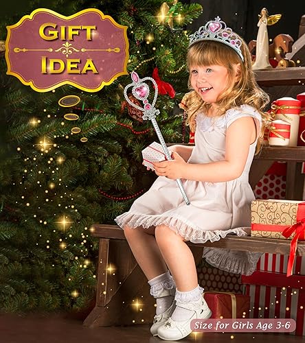 Miniatura 2 de BIBUTY Accesorios de vestir de princesa, corona de princesa para niñas pequeñas, varita tiara de princesa, regalo de juguete para niñas de 3 a 6 años