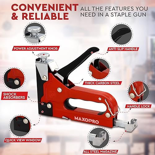 Miniatura 3 de Pistola grapadora de tapicería 4 en 1  Pistola grapadora resistente con grapas 4000 (tipo D, U, I y T)  Pistola de grapas manual de ajuste de