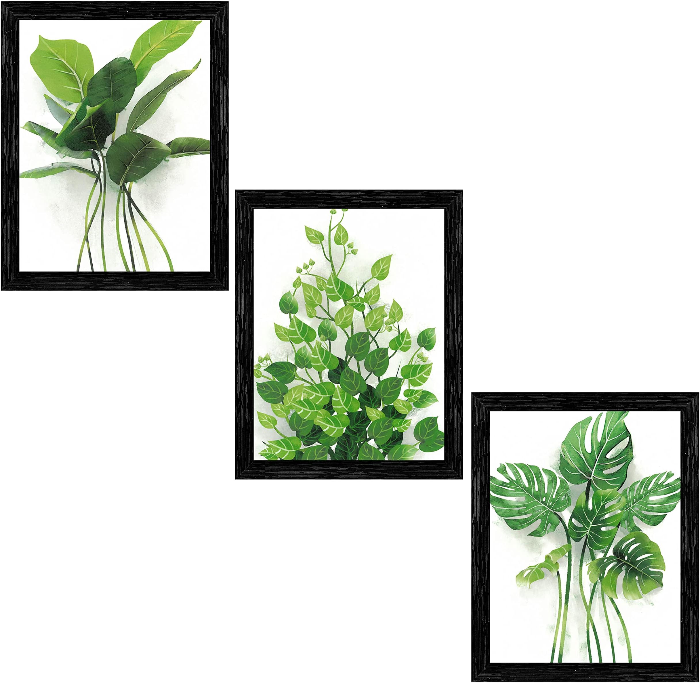Indianara Set of 3 Framed Art Painting (3911BK) without glass 10.2 X 13, 10.2 X 13, 10.2 X 13 INCH (Style 10)