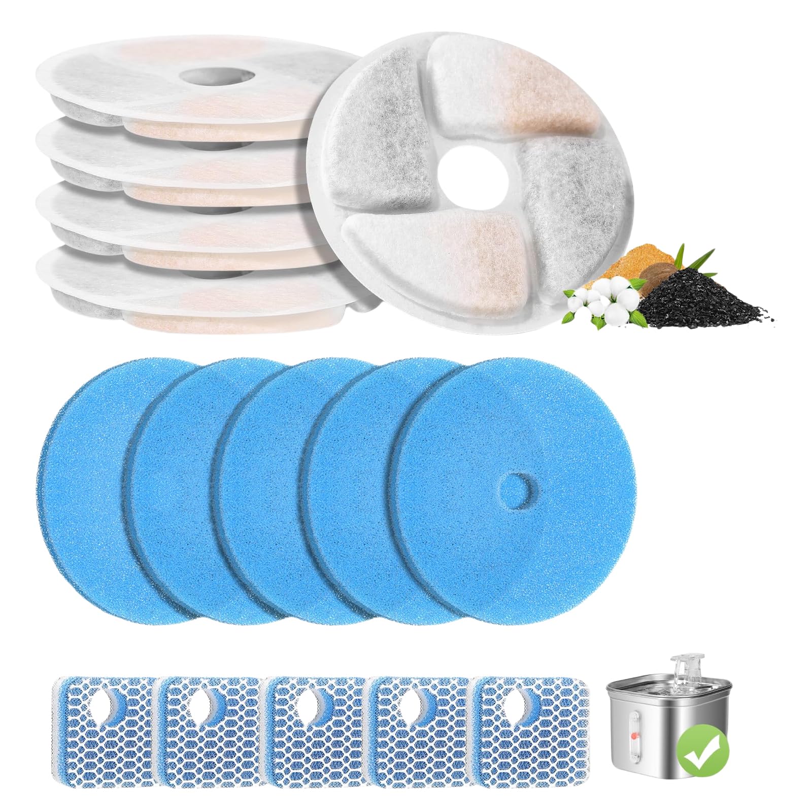 Kabwea 6 Piece Cat Water Fountain Filters