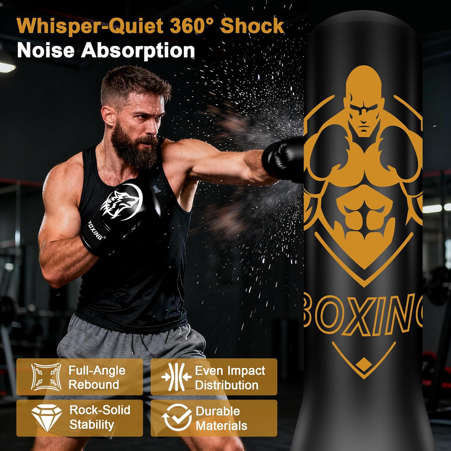 Standing Punching Bag for Adults, 70" Punching Bag Stand, Boxing Heavy Bag with Stand, Freestanding for Adults Men MMA Thai Fitness Karate Muay Beginners