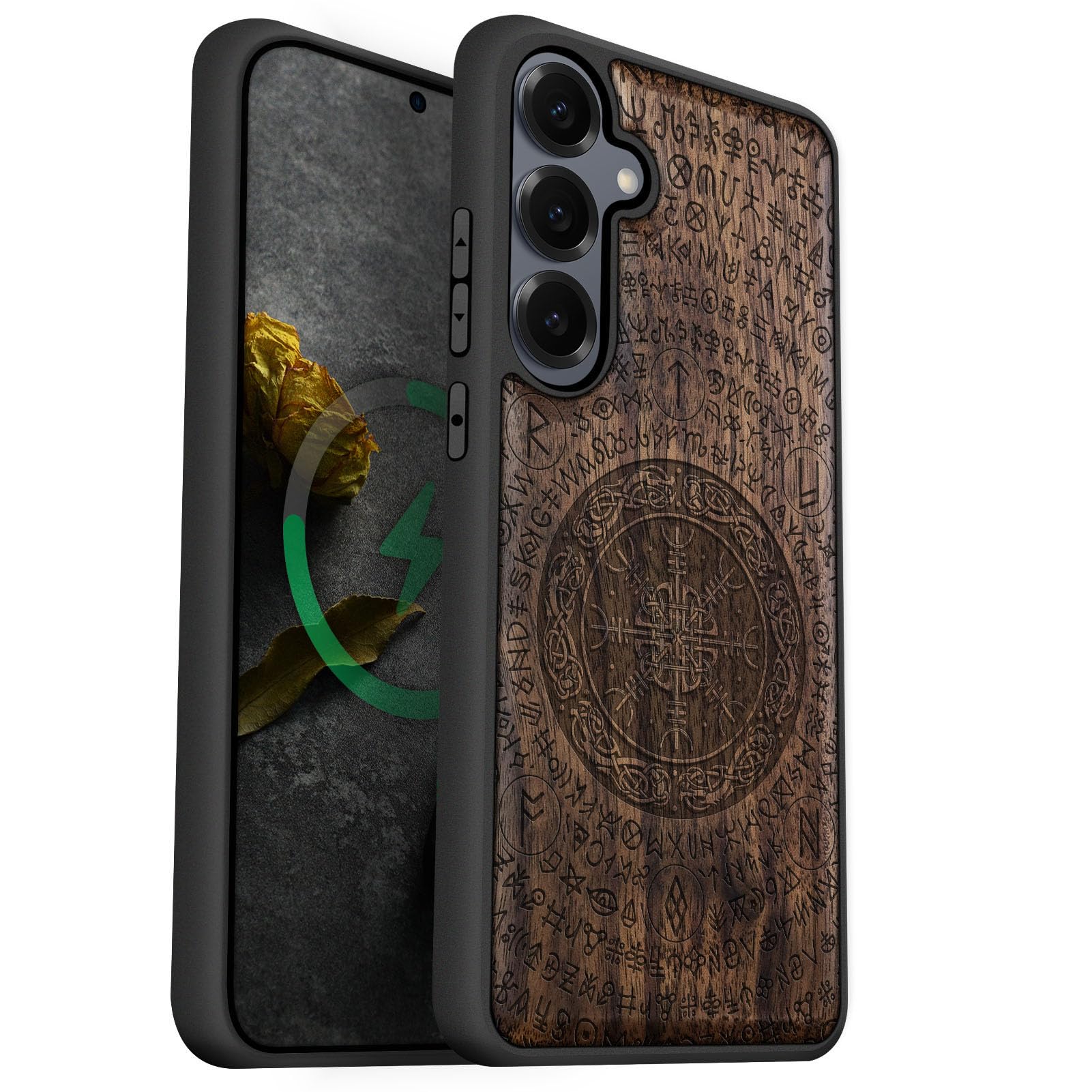Carveit Magnetic Wooden Case for Galaxy S25+ Samsung S25 Plus Case, TPU Shockproof Cover & Wood Engraved, Compatible with MagSafe Wireless Chargers (