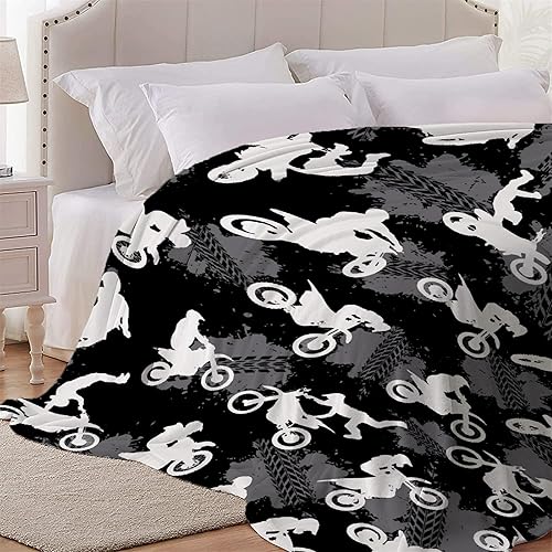Miniatura 5 de Manta de moto de cross para motocicletas, manta de forro polar súper suave, acogedora manta de franela con aire acondicionado para sofá cama de 50 x