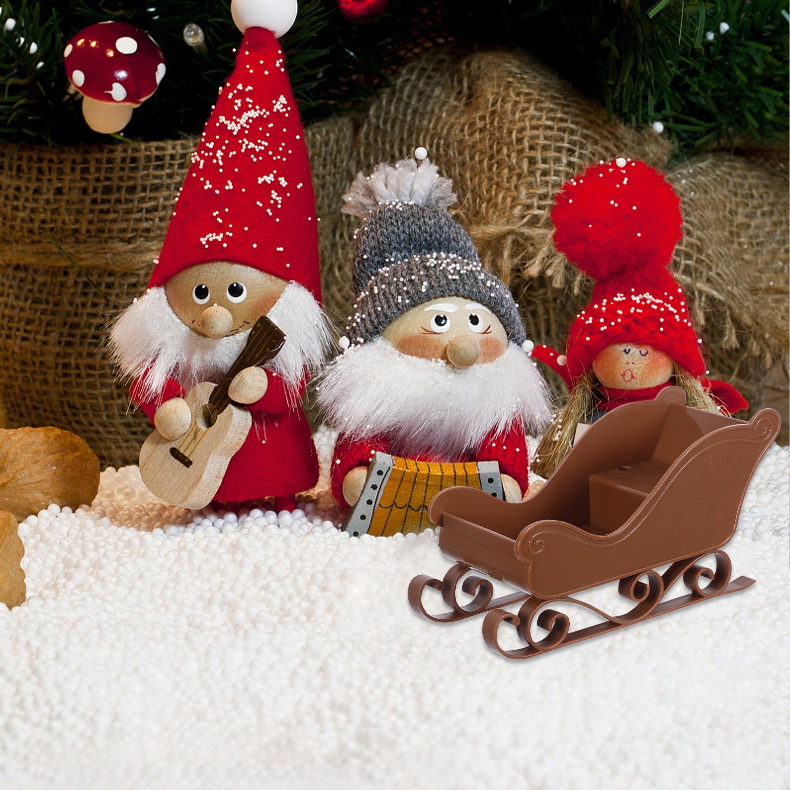 Toyvian 15 Stück Kleiner Weihnachtsschlitten aus Kunststoff für Festliche