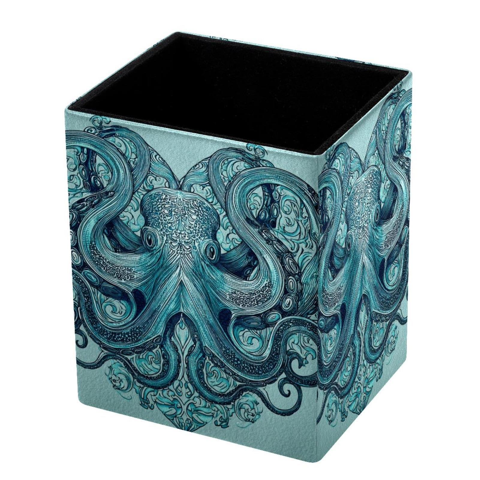 VAPOKF Pencil Holders for Desk, Octopus Printed Pen Holders Pen Pot Makeup Brushes Storage Desktop Stationery Supplies Organiser for Home Office