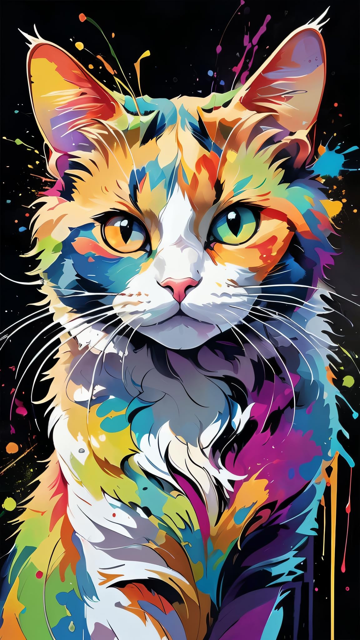ARTGOTO Diamond Painting Cuadrado Adultos Grande Tamaño Kit Completo,Cuadros Pintura de Diamante para Adultos 40x70 cm Gato A,Con Diamond Painting Square Accesorios para Decorar la Habitación