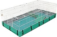 MidWest Guinea Habitat Plus Cage - Expandable 8 Sq Ft Guinea Pig Habitat with Divider, Leak-Proof Washable Bottom, 171GHP