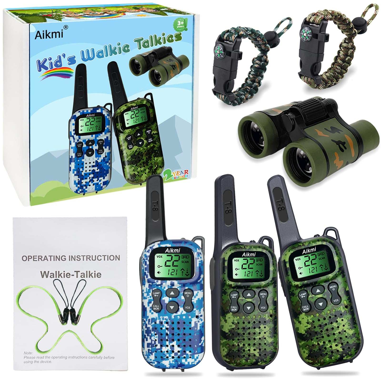 Walkie Talkies para niños, regalos para niños de 5 años en adelante, radio de 2 vías de largo alcance para camping, caza, senderismo, juego al aire libre, 6, 7, 8, 9, 10 años, regalo de cumpleaños 7