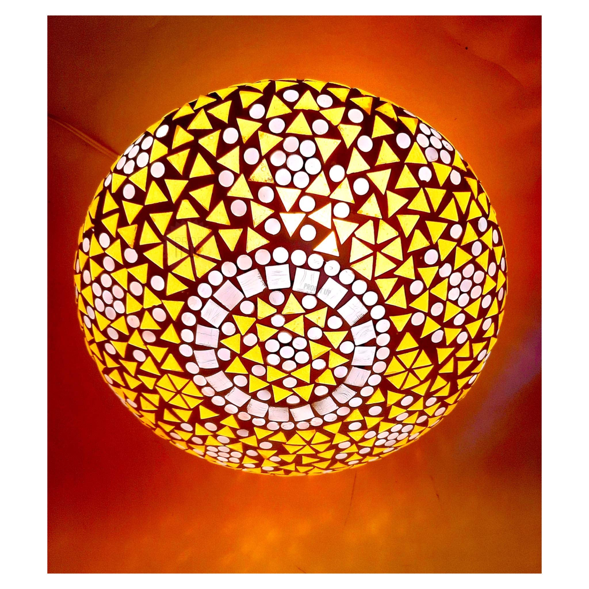 Prop It Up Handcrafted Mosaic Decorated Circular Multi Color Ceiling Lamp (piu-27151/55aawqw) with Fine Quality piece of Work. Super Finishing.-image-10
