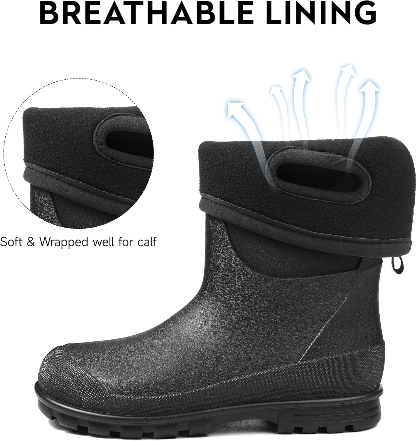 DKSUKO All Weather Kids Rubber Rain Boots for Boys and Girls ，Waterproof Insulated Neoprene Mud Boots,Winter Snow Boots with Handles