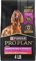 Purina Pro Plan Sensitive Skin & Stomach Salmon & Rice Dry Dog Food, 4 lb - High Protein, Omega-3 for Skin, Coat & Digestion
