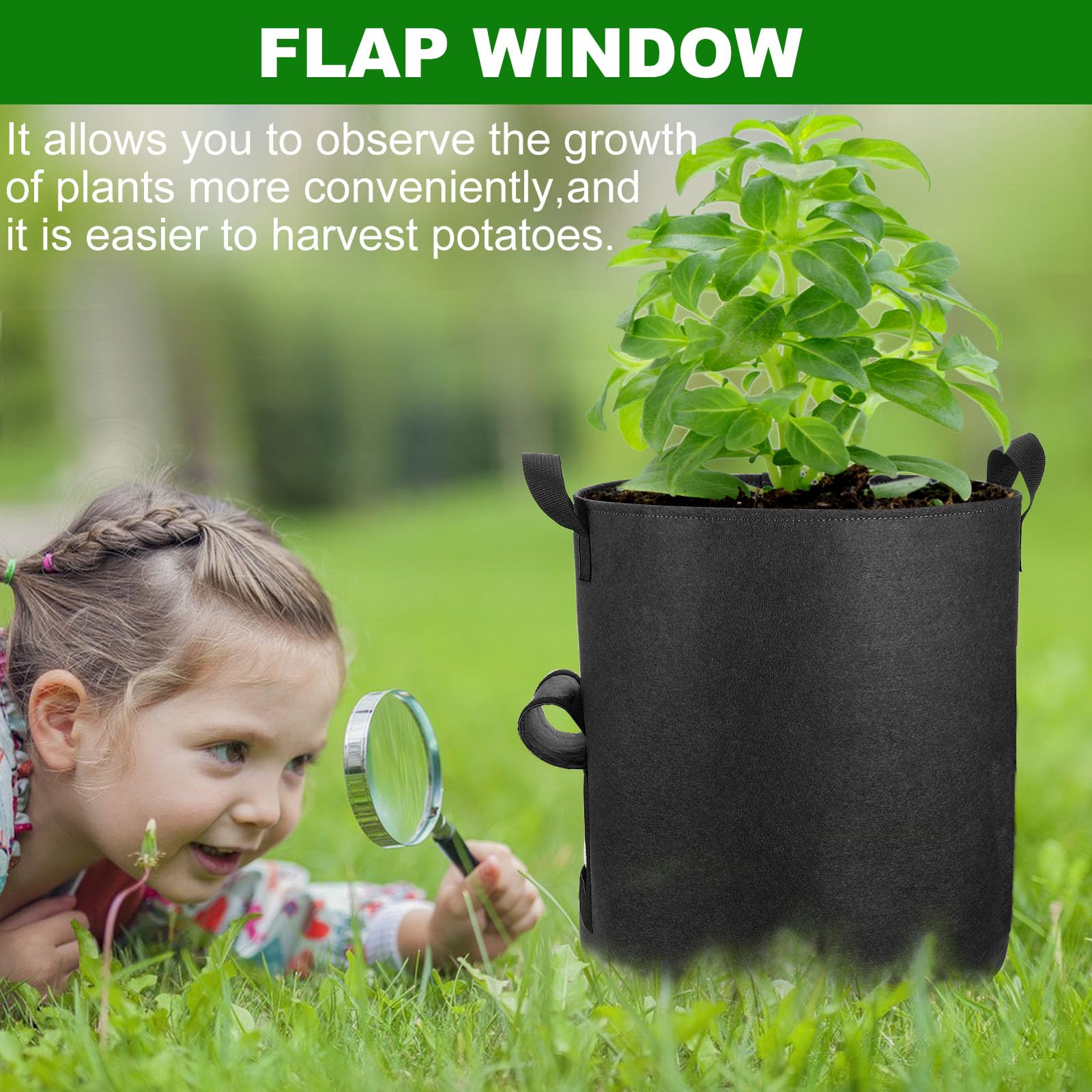 OPPOLIFE 6-Pack 10 Gallon Potato Grow Bags with Flap Window - Image 4