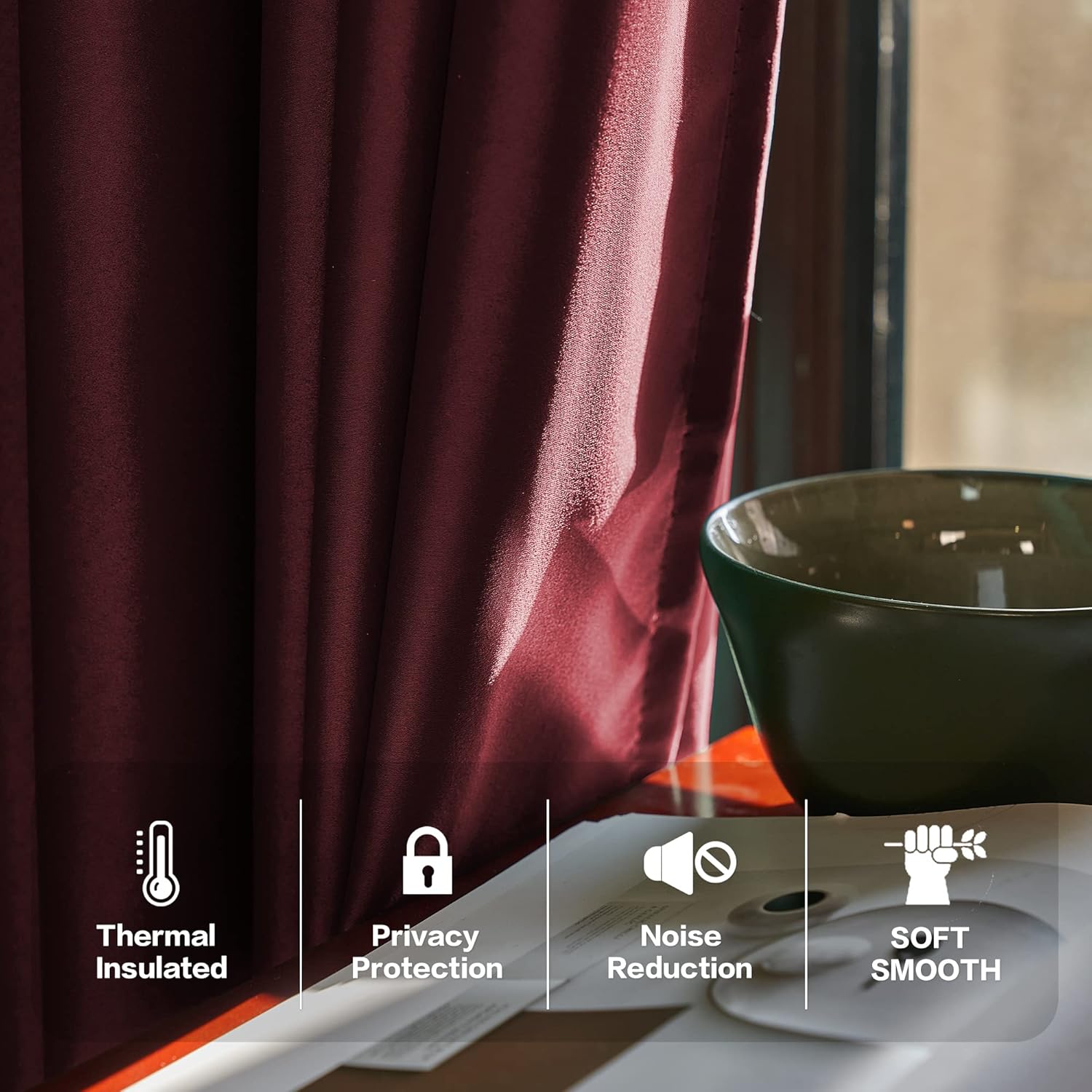 HUTO Pinch Pleated Curtains 72 Inches Wide by 84 Inches Long for Bedroom - Room Darkening Triple Weave Extra Wide Windows Curtains Drapes for Living Room, 1 Panel,Burgundy, 72W x 84L