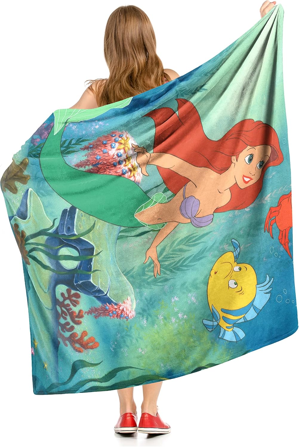 Northwest Little Mermaid/Ariel Silk Touch Throw Blanket, 50" x 60", Underwater Friends - Image 4