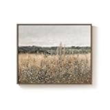Framed Vintage Wall Art for Room Decor, Rustic Farmhouse Artwork for Bathroom Walls, Landscape Country Wildflower Canvas Art Prints, Small Picture for Living Room Bedroom Kitchen Wall Decor, 8x10 Inch