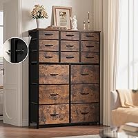 Vista 7 de EnHomee Cómoda para dormitorio con 15 cajones, cómodas altas para dormitorio, cómodas y cómodas, marco de metal resistente y parte superior