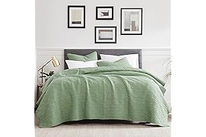 Palassio Green 100% Cotton Quilted Bedspread Coverlet