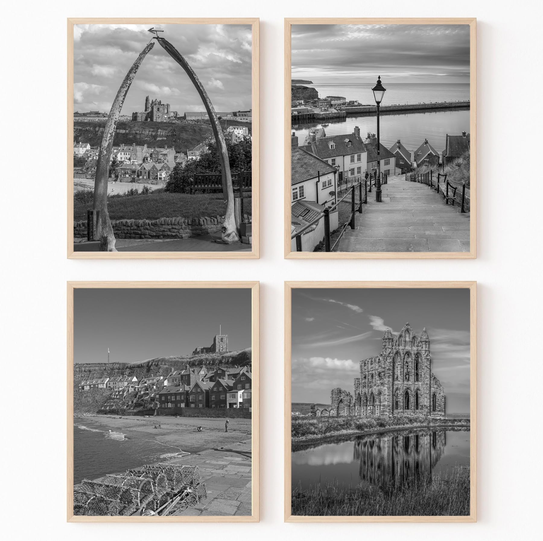 Hodge Creations Whitby Coastal Yorkshire Town Set Of 4 Unframed A5 Prints Wall Art Decor Picture Poster New Gift Present Select Size Below A5 A4 A3