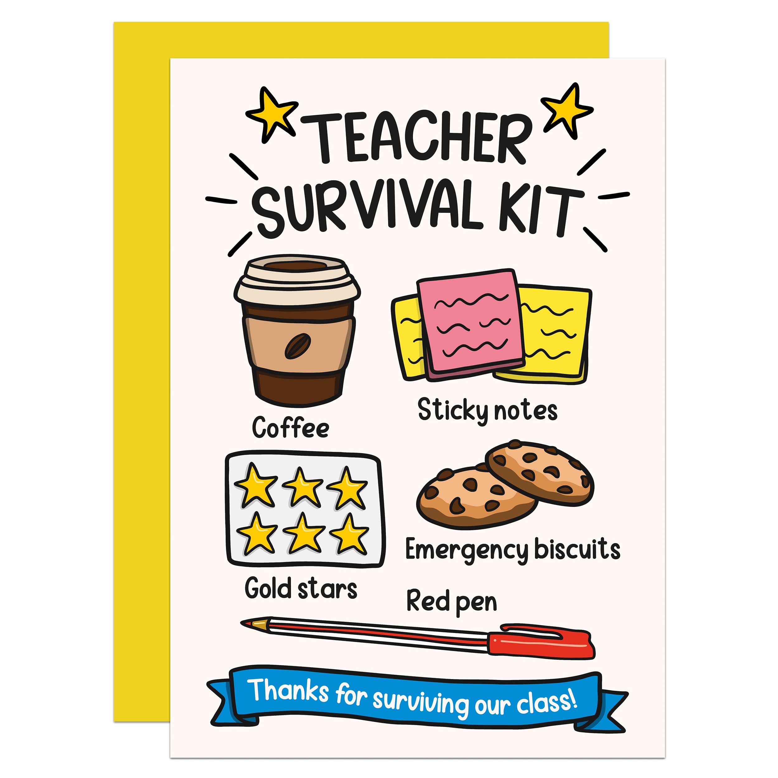 Teacher Survival Kit Card, Funny Thank You, End Of Term, Teaching Assistant, Thank You, School Leaver