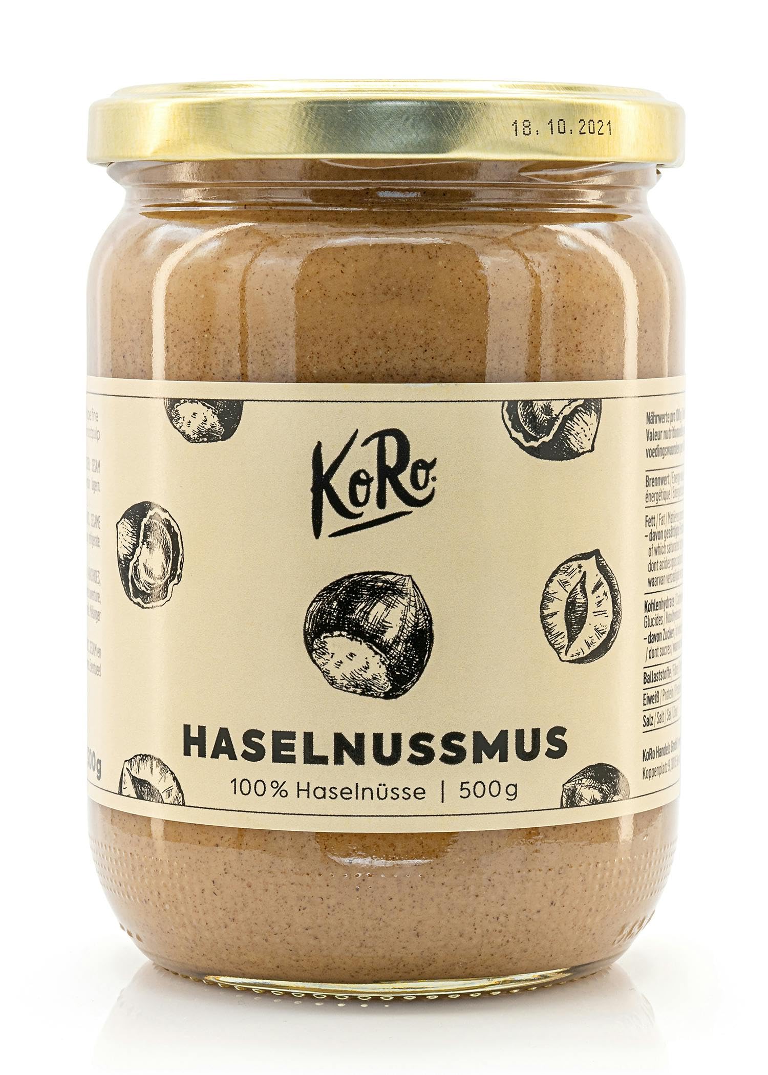 KoRo - Crema di nocciole 2 x 500 g - 100% nocciole - senza zuccheri - vegan - per dolci e gelati - senza olio di palma