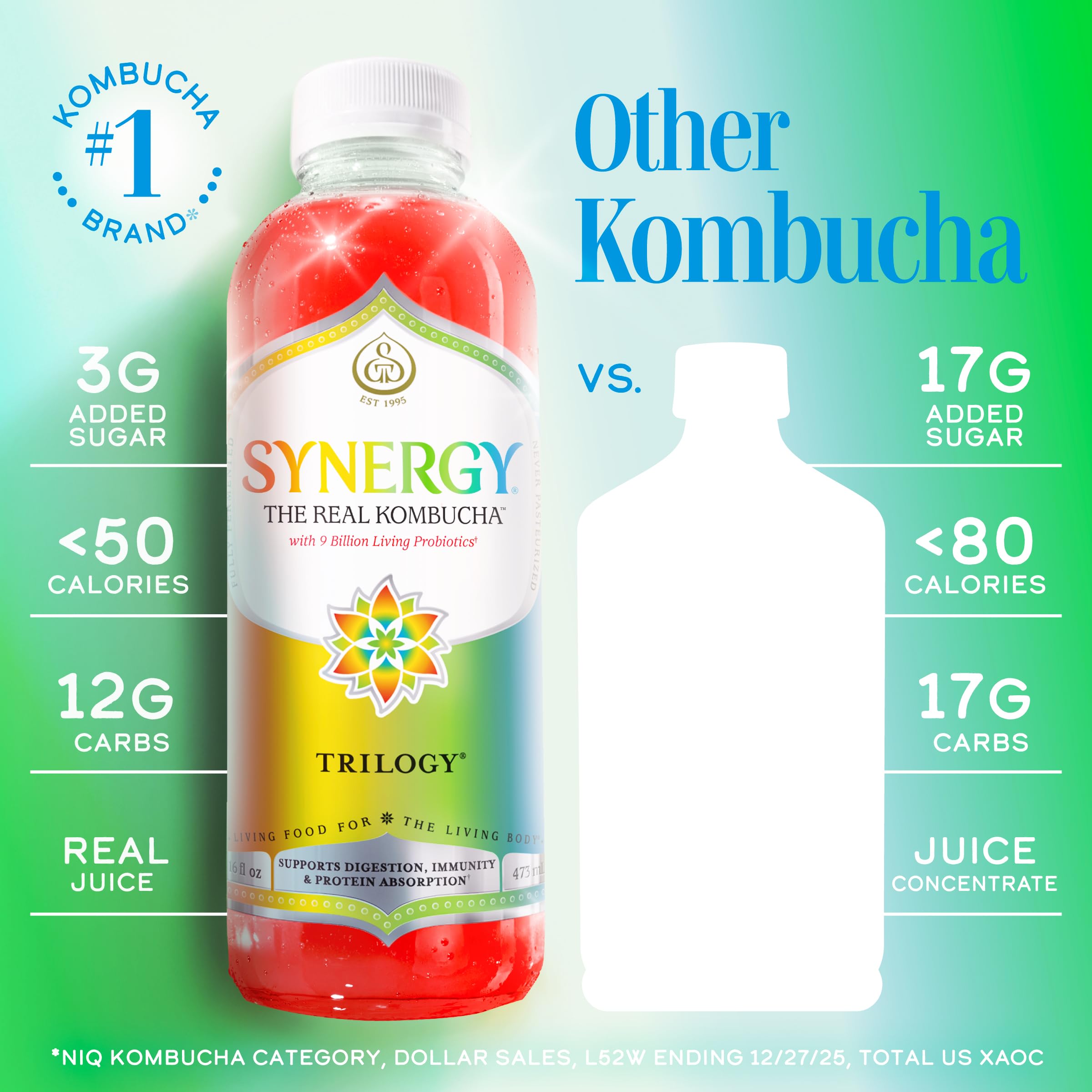 Amazon.com: SYNERGY The Real Kombucha Trilogy Kombucha - Botella