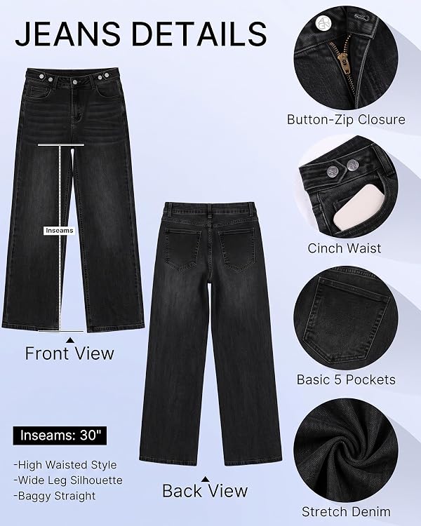 GRAPENT Womens Jeans High Waisted Cute Jeans Jean Trouser Washed Black by GRAPENT - Used condition - Image 4
