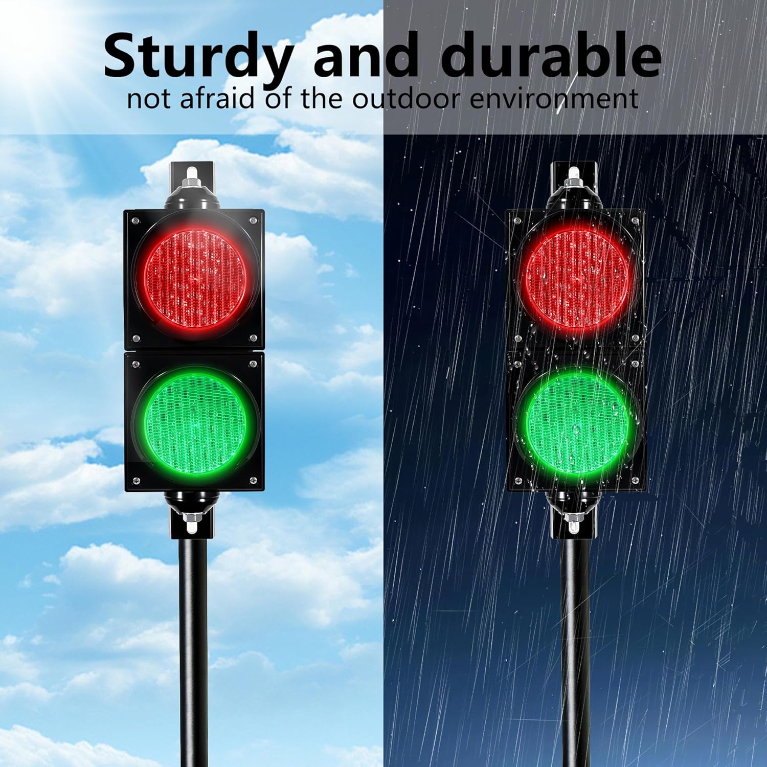 Red/Green 200mm/8in Traffic Light, PC Housing Waterproof Outdoor LED Traffic Light Lamp, Industrial Stop and Go Lights Cobweb Lens Safety Lights (AC85-265V)