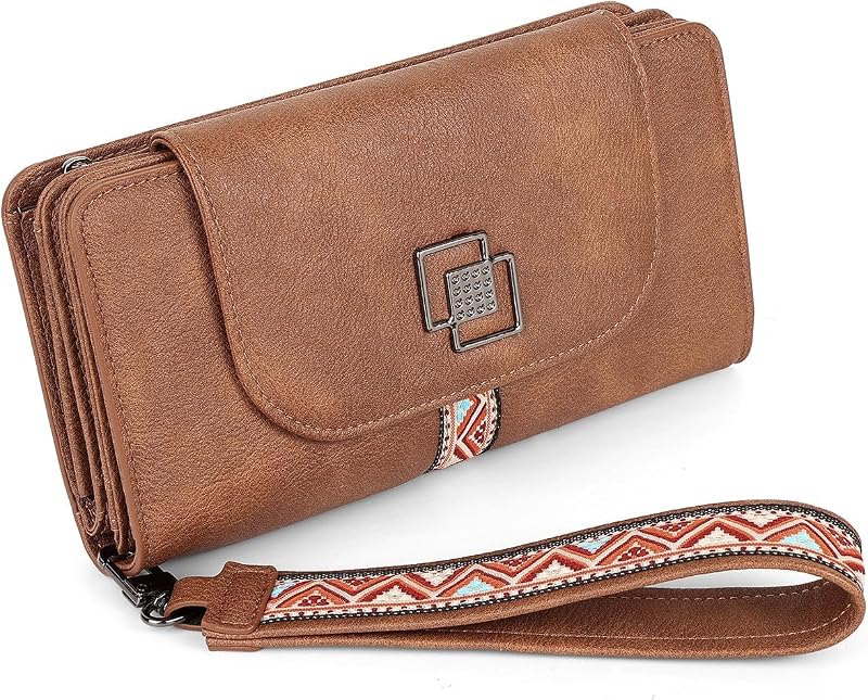 Leather Wallets for Women, Designer Large RFID Blocking Trifold | Wristlet Purse with Credit Card Holder Organizer, Enough Slots to Accommodate Credit Cards, Ideal Gift for Daily, Travel