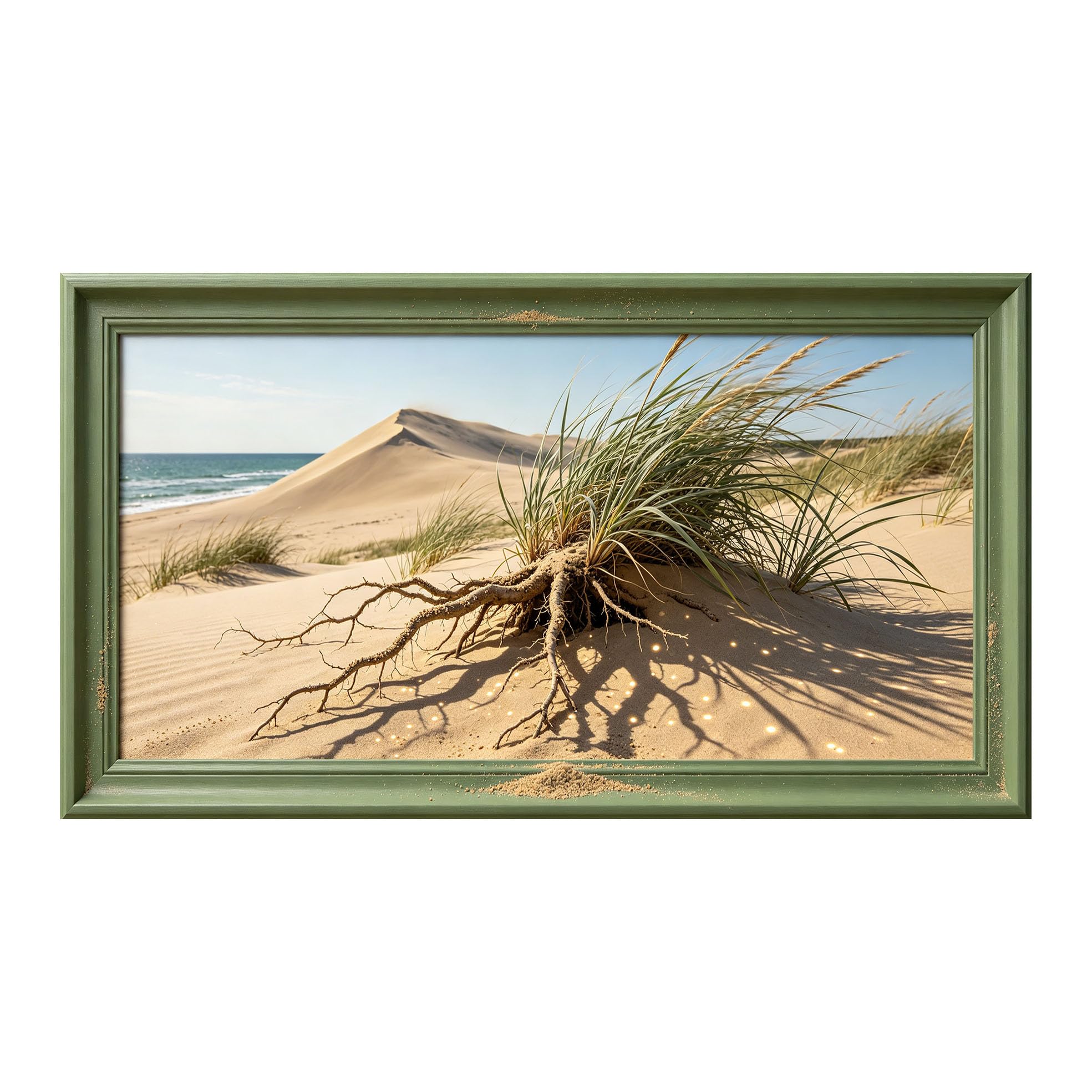 Yzpallescene 3D Framed Wall Art 50cm×100cm Coastal Seascape Sand Dune Panoramic Realistic Large Size SelfAdhesive Removable Wall Decor Prints Artwork for Living Room Bedroom Office