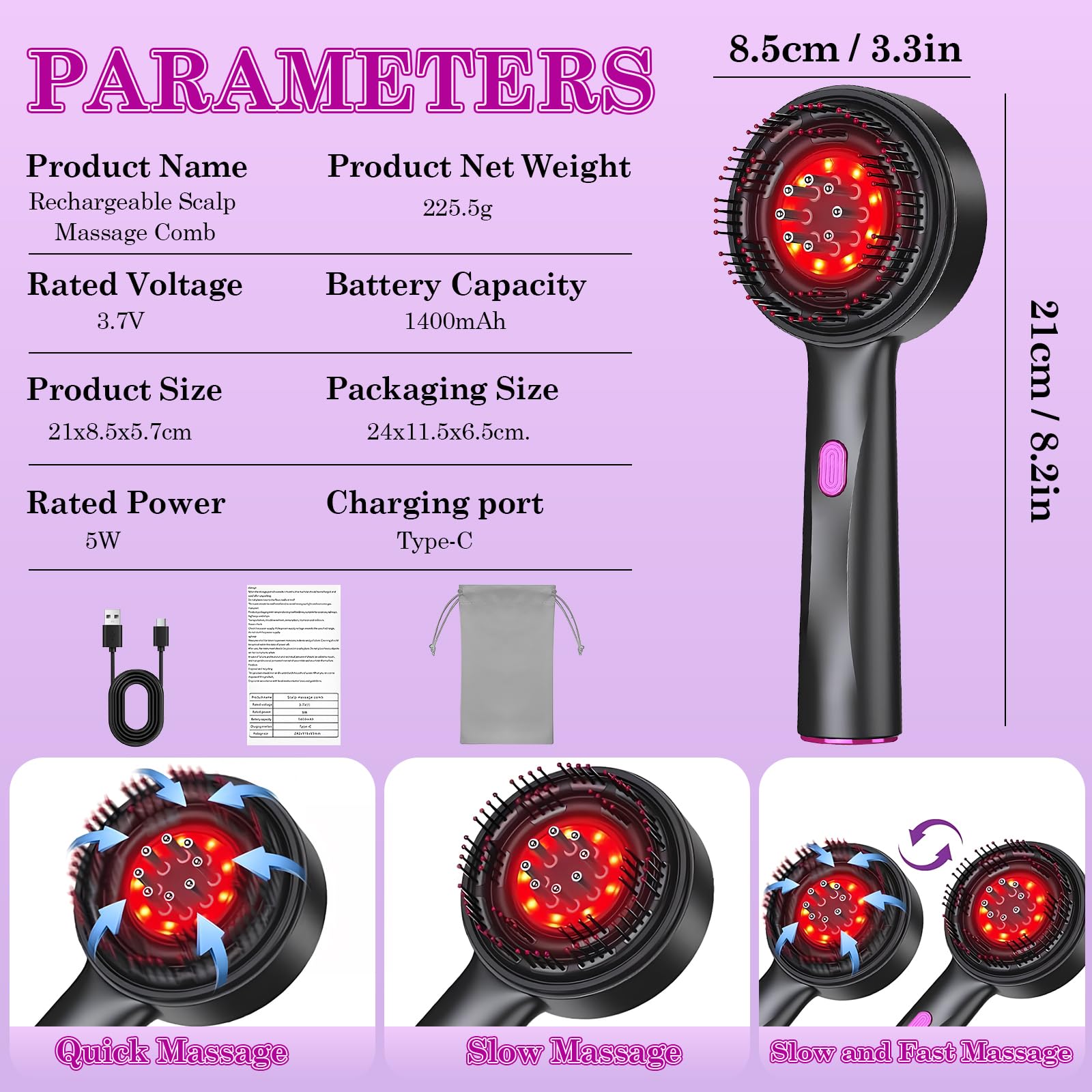 Brosse de massage électrique cuir chevelu, applicateur d'huile capillaire lumière rouge