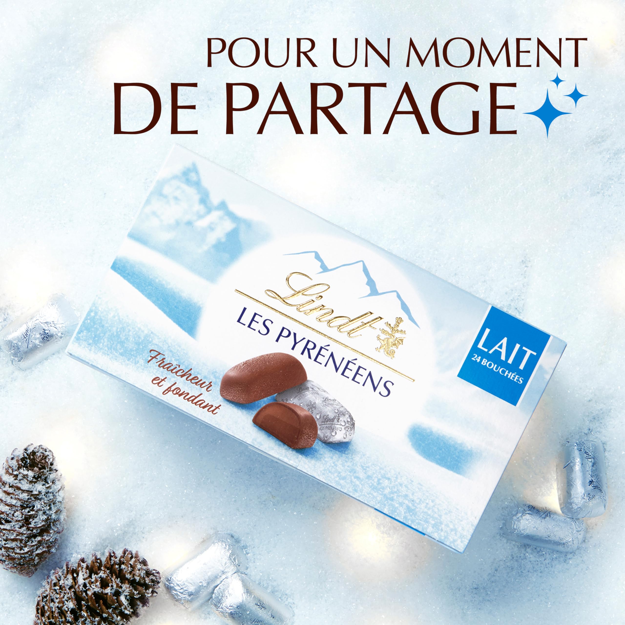 Lindt - Ballotin LES PYRÉNÉENS - Chocolat au Lait - Frais et Fondant - Idéal pour Noël, 175g