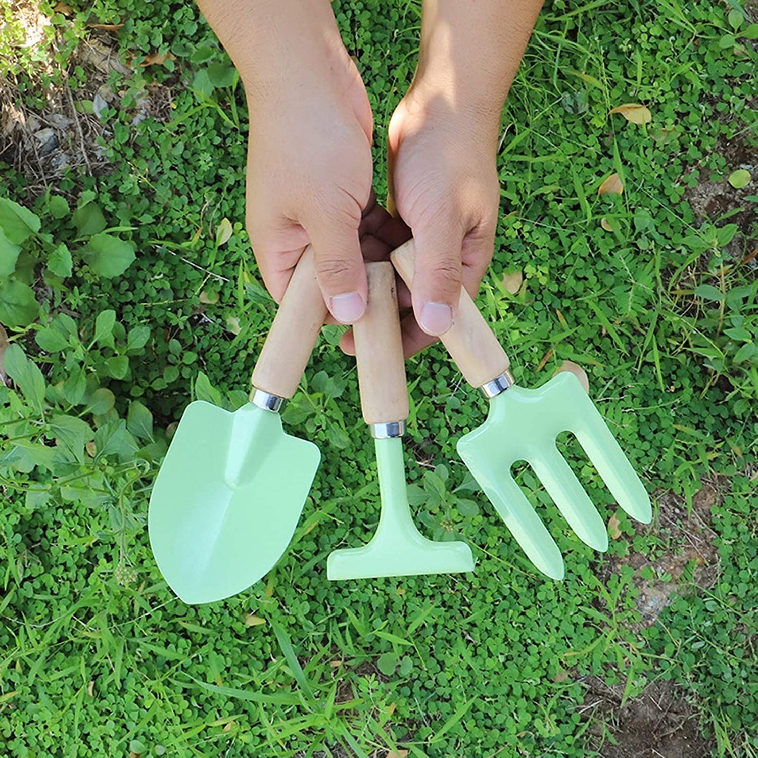 Ensemble d'outils de jardin 3 pièces, trousse à outils de jardinage robuste, ensemble d'outils succulents, outil à main multifonctionnel en acier inoxydable portable Cadeaux de jardinage pour fe