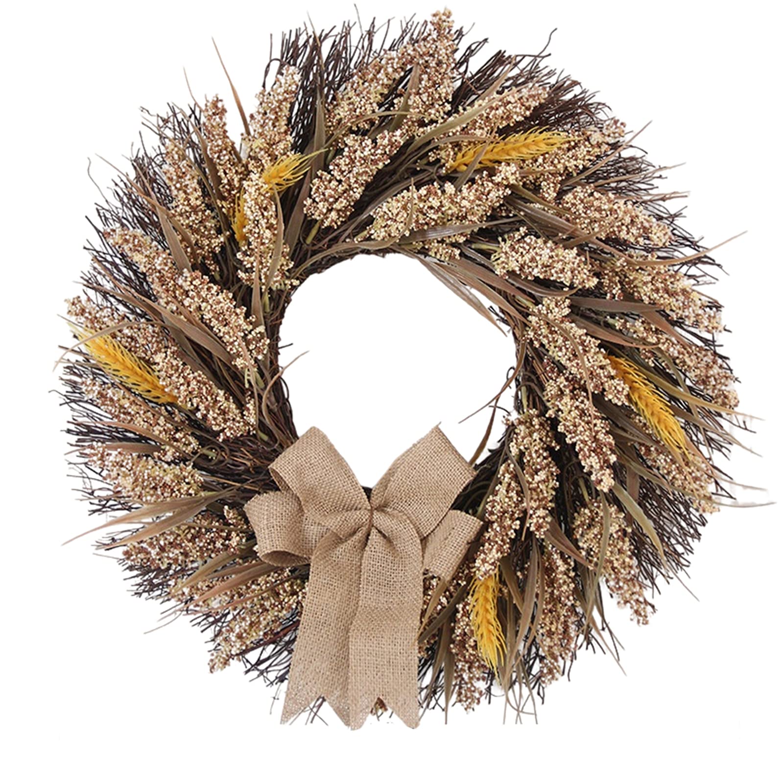 Couronne d'automne en blé VALINK pour décoration de porte et Thanksgiving