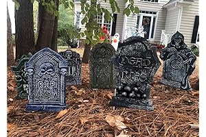 Halloween Tombstone Decorations Gravestone Decor for Graveyard Headstone Yard Signs Outdoor Lawn...