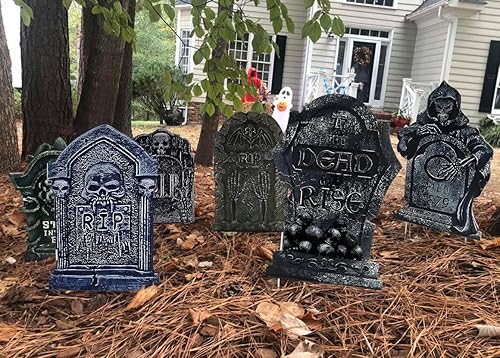 Miniatura 9 de GameXcel 10 piezas de decoración de lápida de Halloween para lápida de cementerio, letreros de patio al aire libre, césped, patio, jardín,