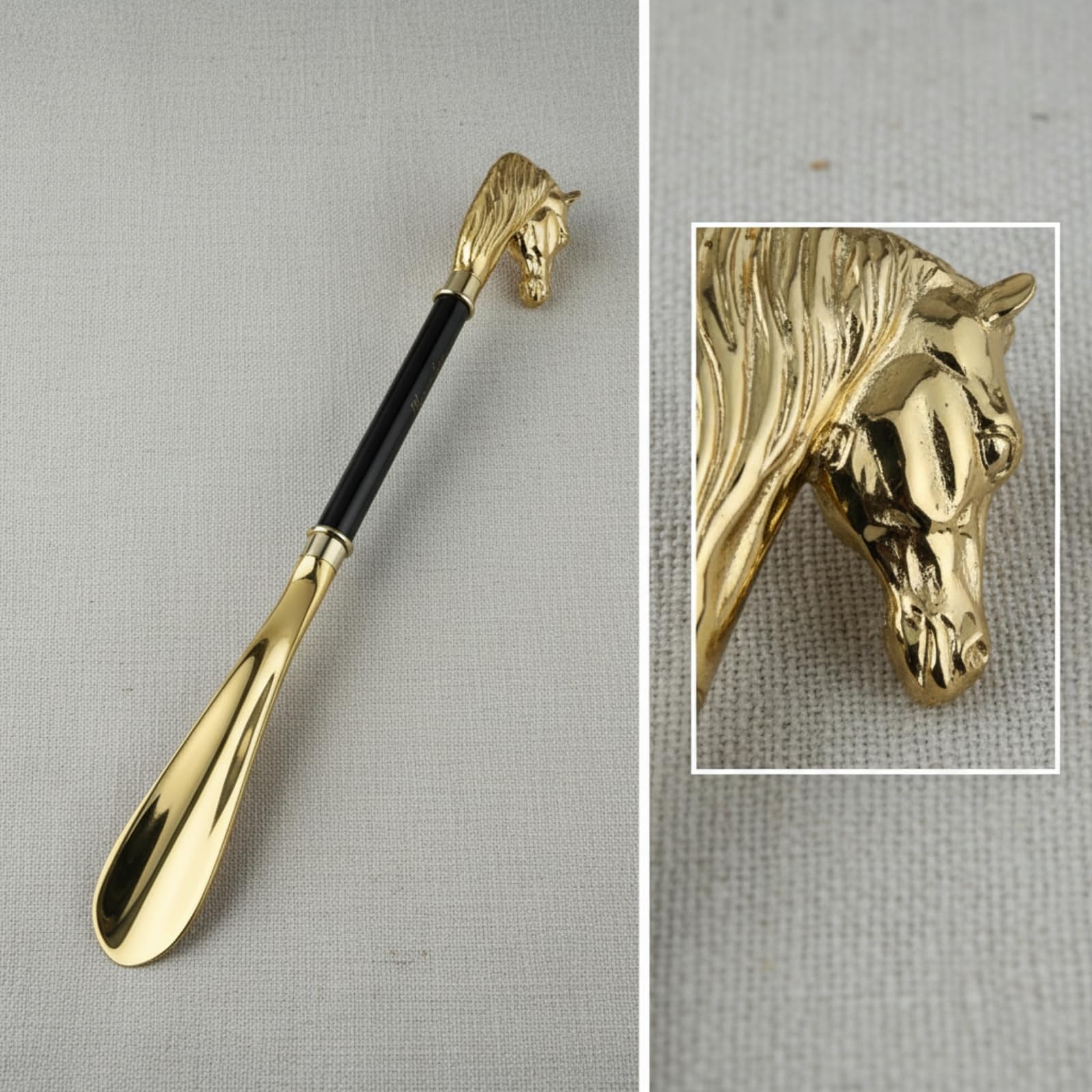 KESOTO Calzador con Cabeza corativo Calzador con Mango Largo Ergonómico para Adultos, Dormitorio, Oro, Largo
